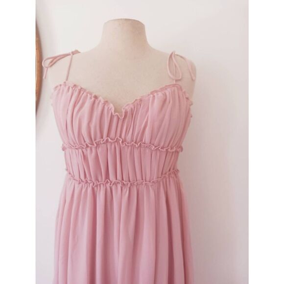 Anthopology O.P.T. One Pretty Time Pink Gigi Chiffon Midi Dress in Blush… - Picture 8 of 9